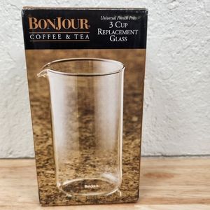 Bonjour Coffee & Tea 3 Cup Replacement Glass Universal French Press New